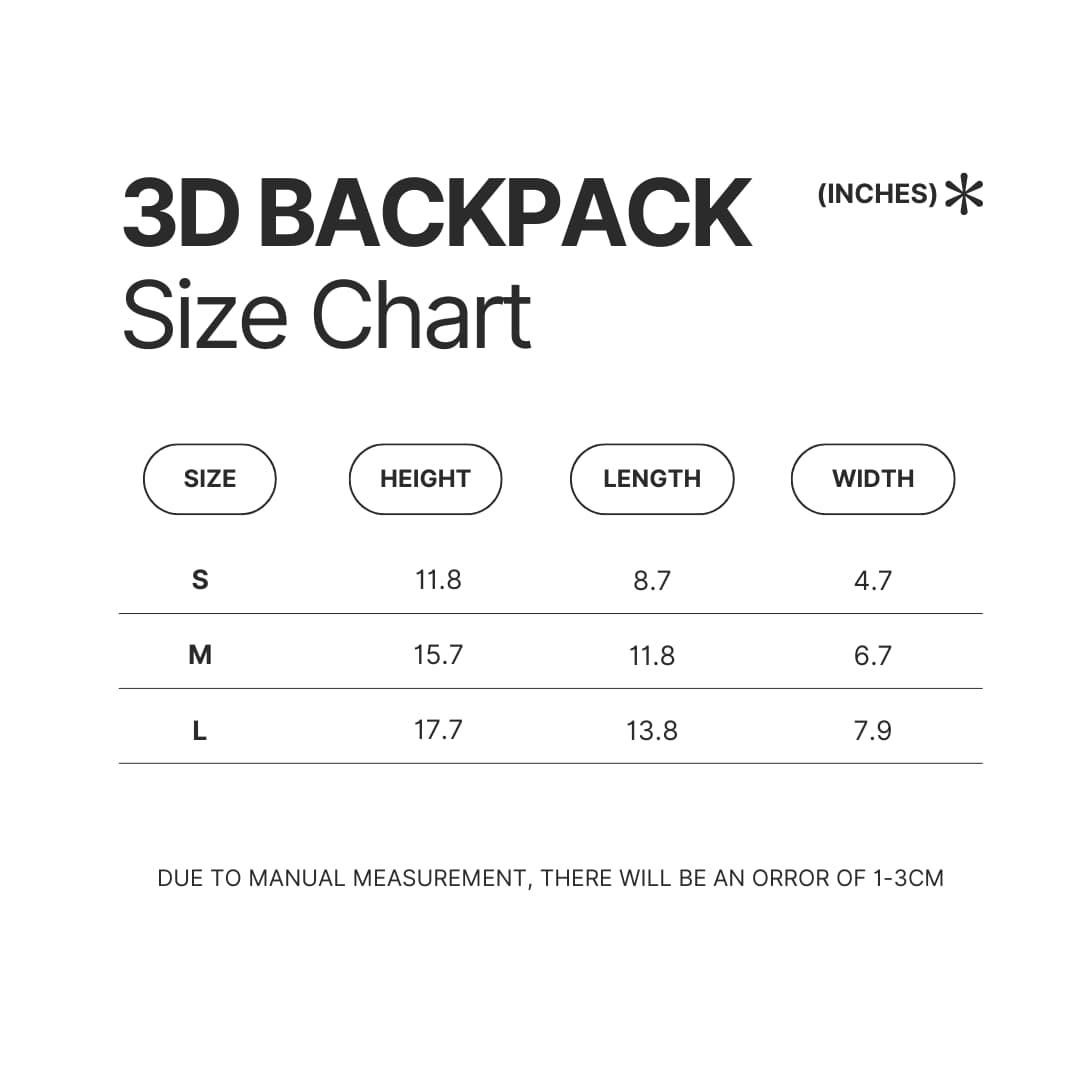 3D Backpack Size Chart - Geometry Dash UK Shop