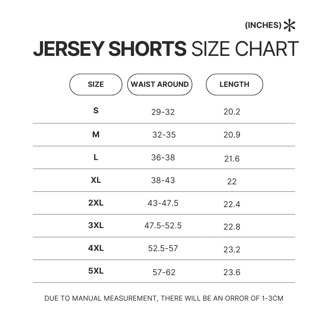 Jersey Shorts Size Chart - Geometry Dash UK Shop