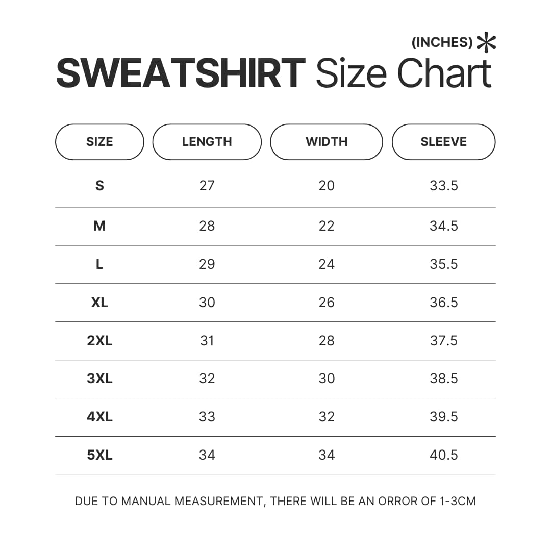 Sweatshirt Size Chart - Geometry Dash UK Shop