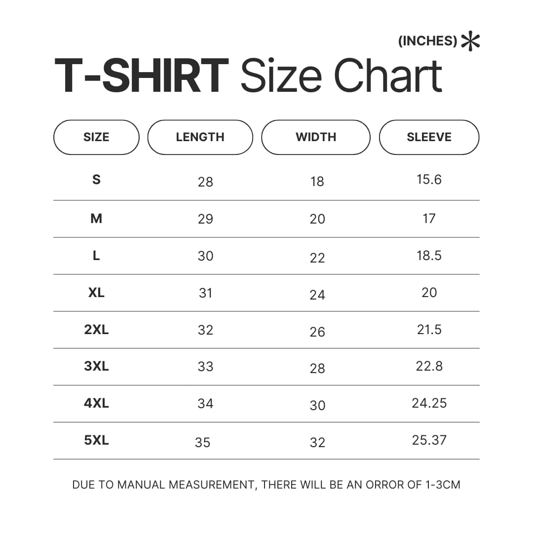 T shirt Size Chart - Geometry Dash UK Shop