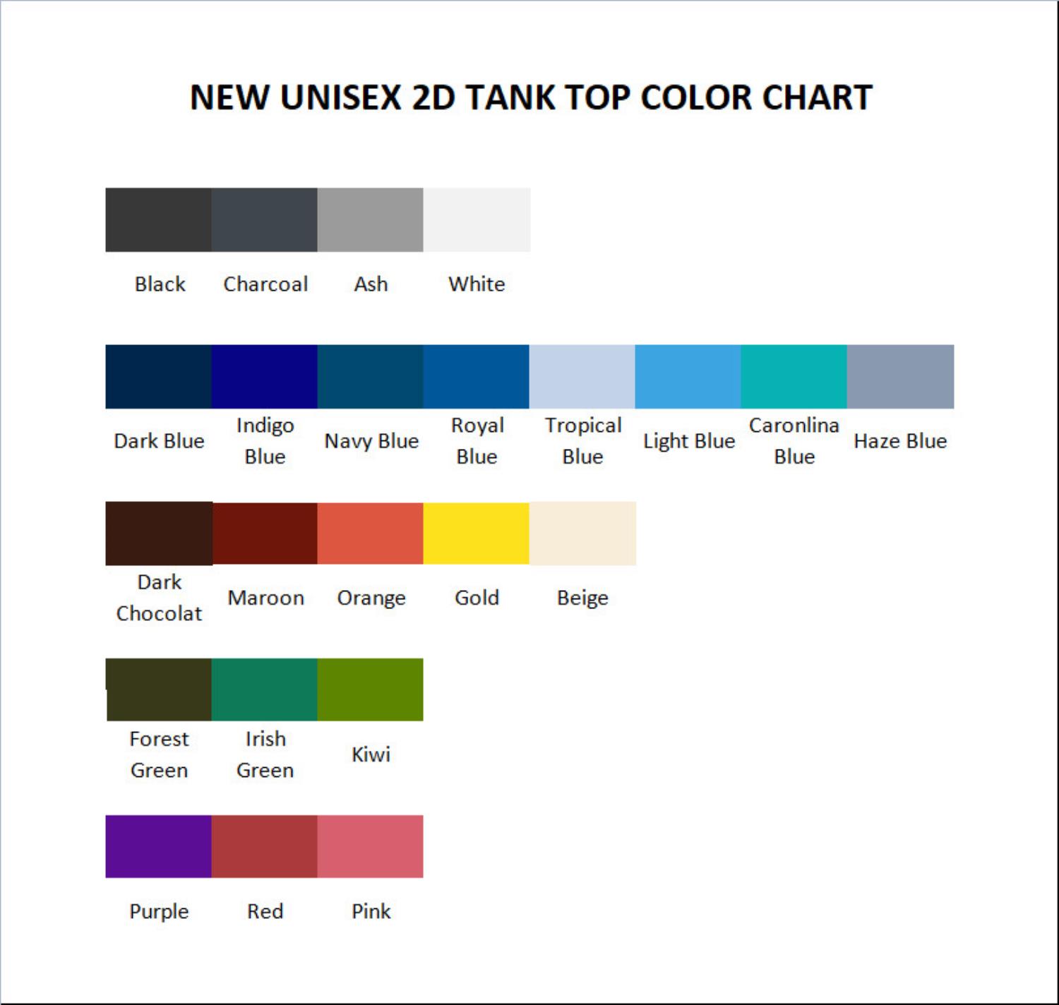 tank top color chart - Geometry Dash UK Shop