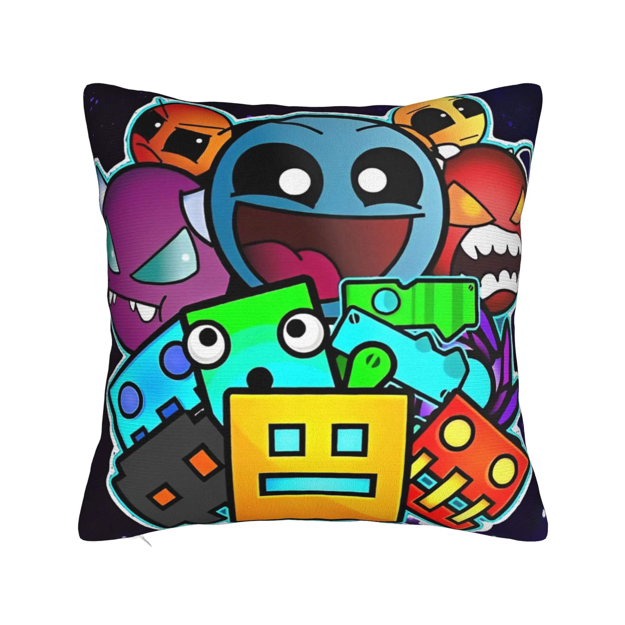 Geometry Dash Polyester Throw Pillow
