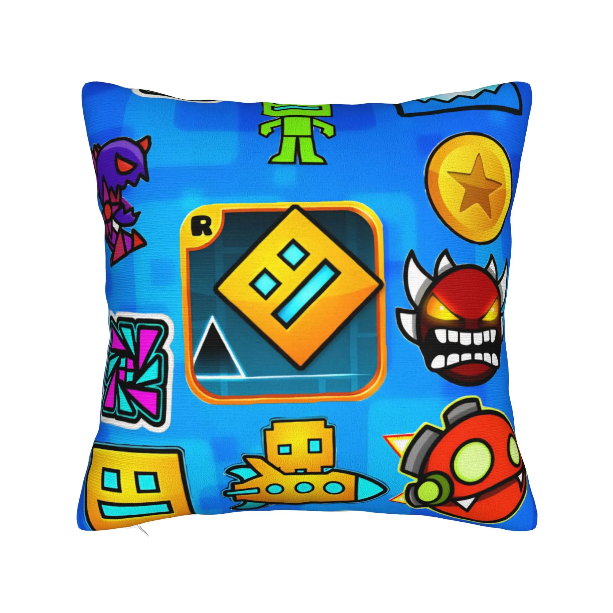 Geometry Dash Gaming Throw Pillow