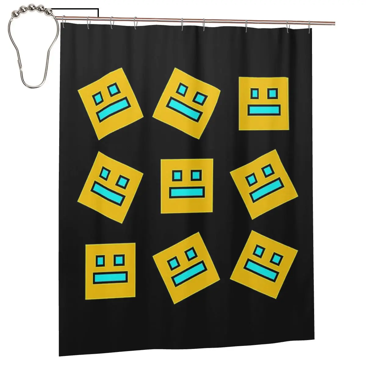 Geometry Dash High-Quality Shower Curtain