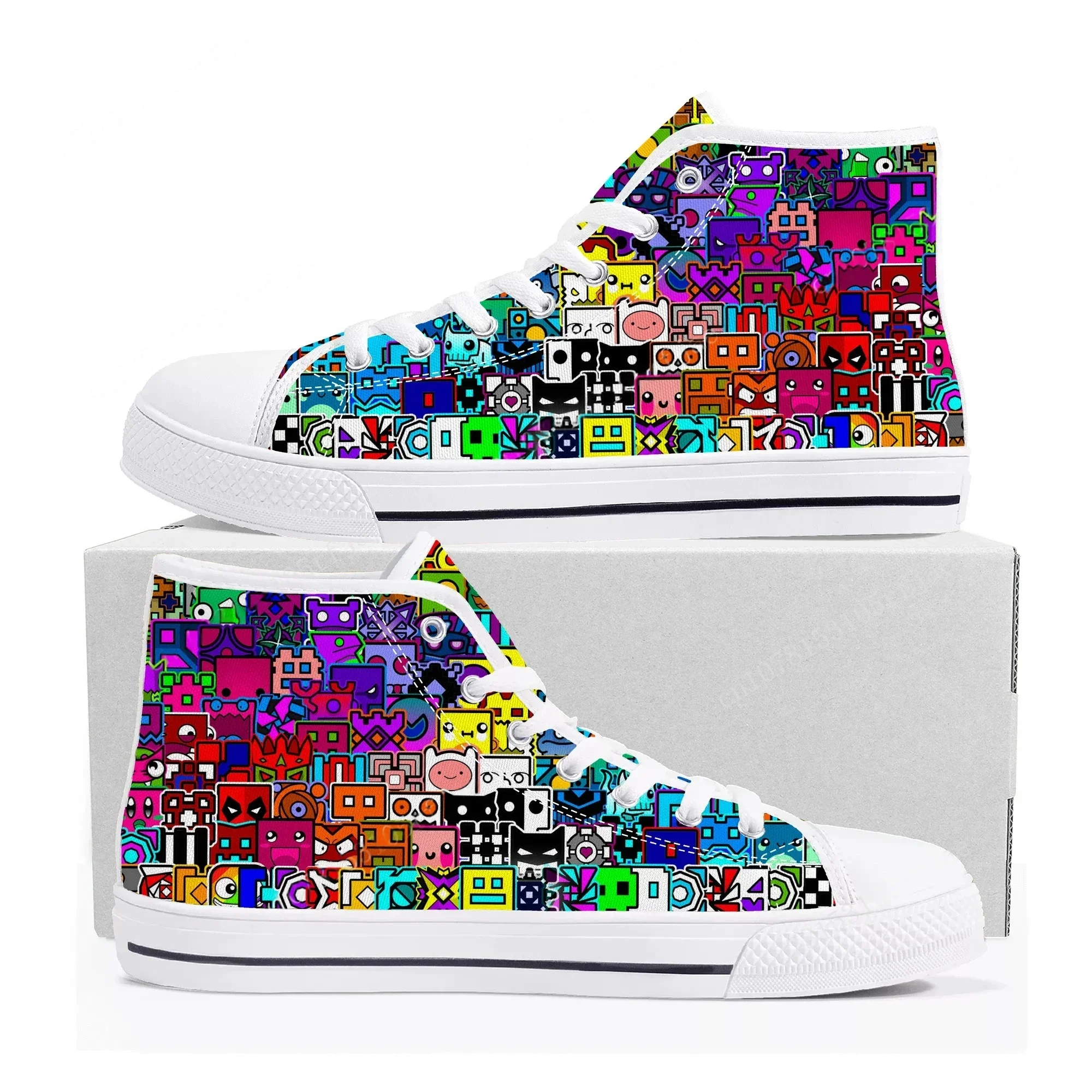Geometry Dash Mens Womens Teenager High Top Canvas