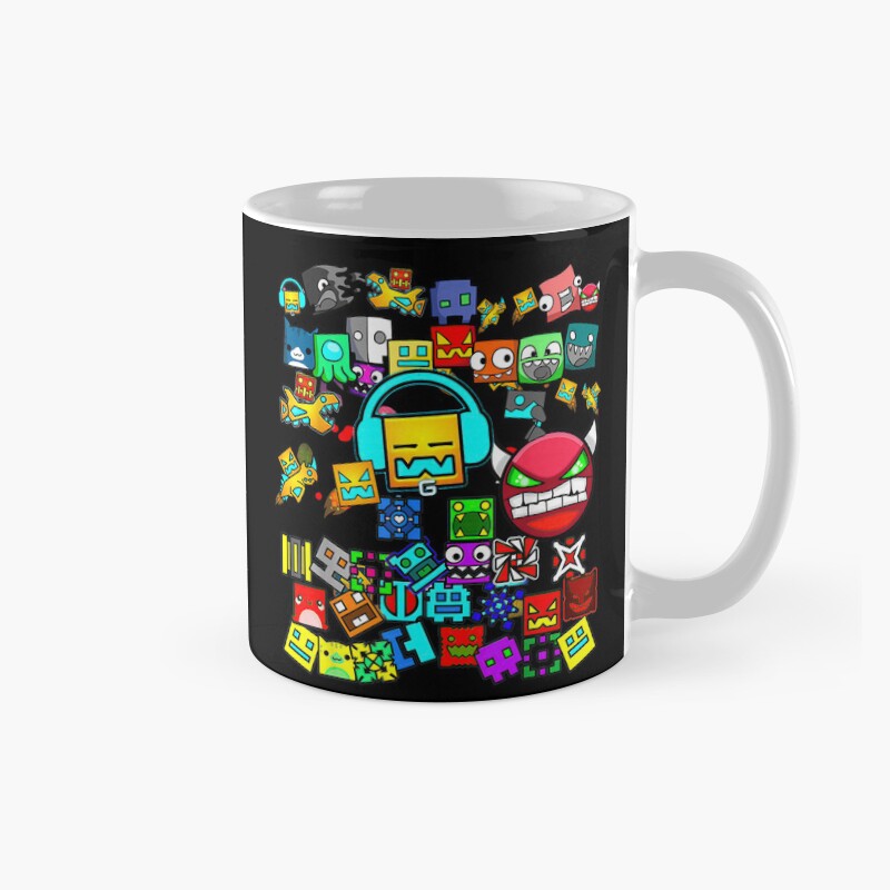 Geometry Dash Icon Collage Gaming Pattern For Pro Players And Fans Mug