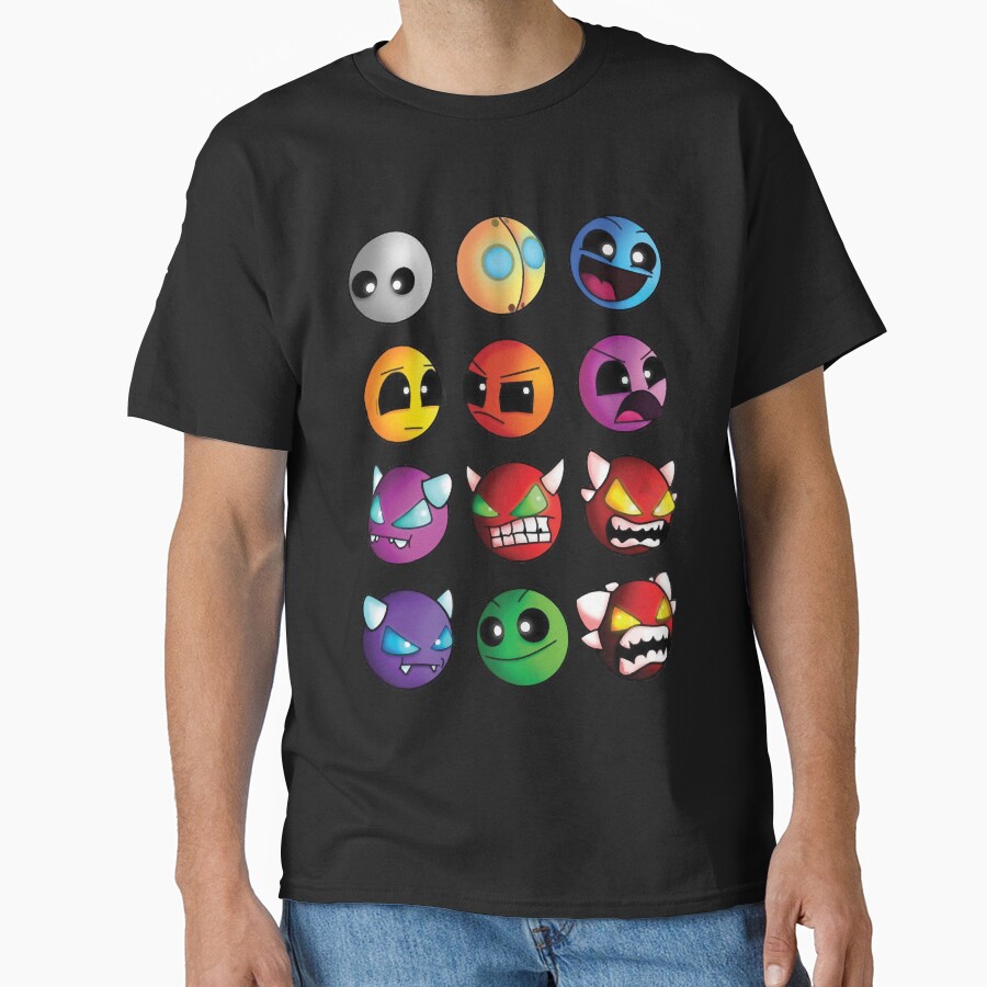 Geometry Dash Difficulty Demon Faces T-shirt