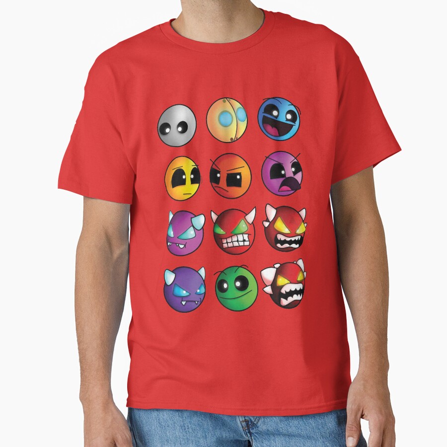 Geometry Dash Difficulty Demon Faces T-shirt - Image 5