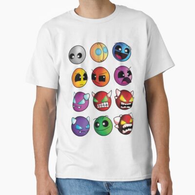 Alternative view of Geometry Dash Difficulty Demon Faces T-shirt