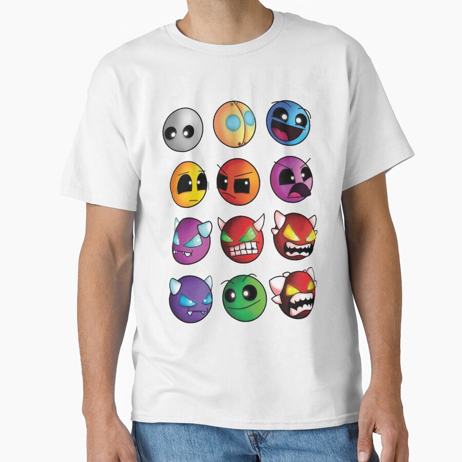Geometry Dash Difficulty Demon Faces T-shirt - Image 2