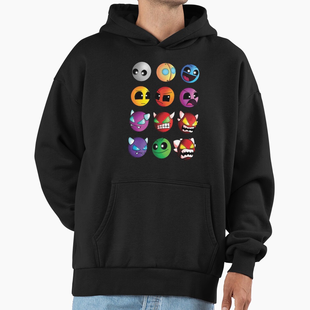 Geometry Dash Difficulty Demon Faces Hoodie