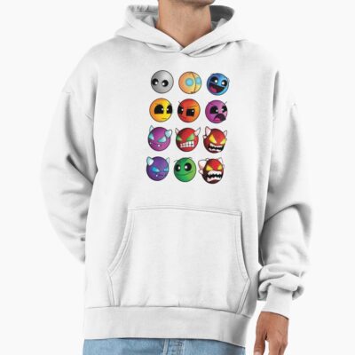 Alternative view of Geometry Dash Difficulty Demon Faces Hoodie