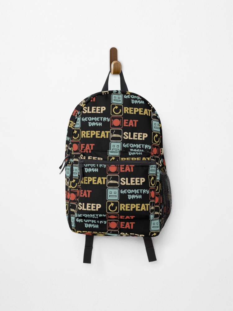 Funny Eat Sleep Geometry Dash Repeat Retro Vintage Geometry Dash Dad Gift Fathers Day Kids Birthd Backpack