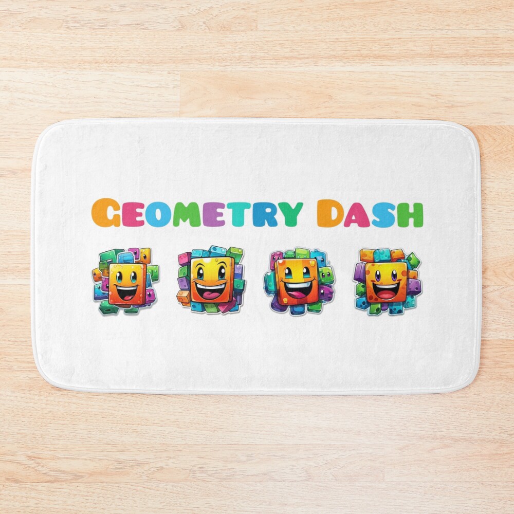 Geometry Dash Vibrant Bath Mat