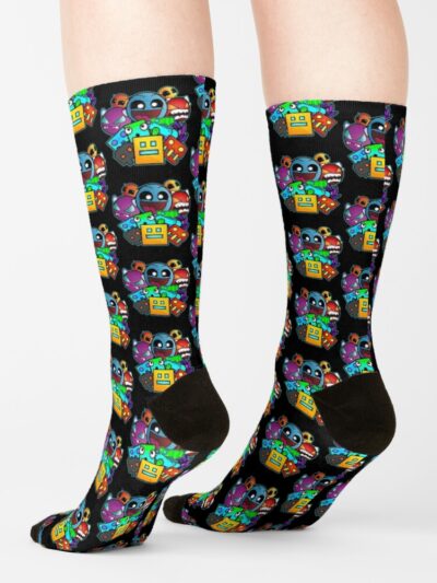 Alternative view of Geometry Dash Old School Gaming Socks